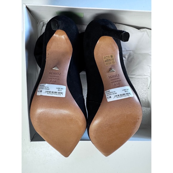 Schutz Misane Black Suede Pointed Toe Stiletto Sock Booties Size 9.5B - Picture 5 of 9